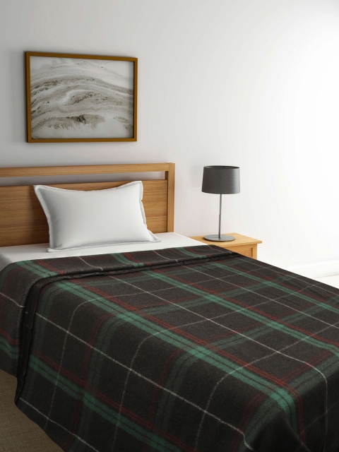 

Raymond Home Brown & Green Checked Mild Winter 500 GSM Single Bed Blanket