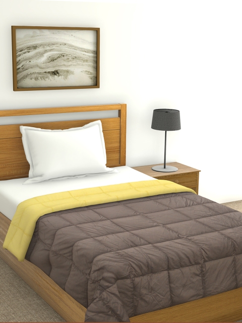 

Raymond Home Brown & Yellow Geometric Mild Winter 210 GSM Single Bed Quilt