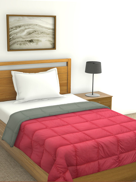 

Raymond Home Red & Grey Solid Mild Winter 210 GSM Single Bed Quilt