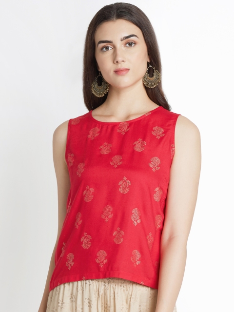 

AKKRITI BY PANTALOONS Women Red Self Design Top