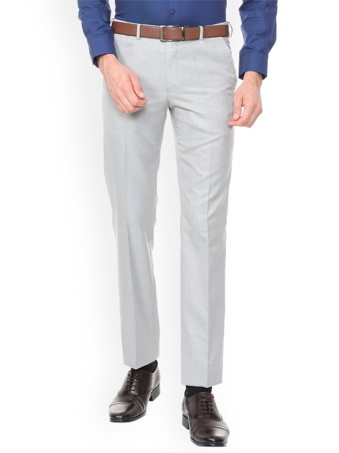 

Van Heusen Men Grey Slim Fit Self Design Formal Trousers