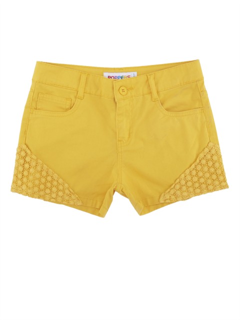 

POPPERS by Pantaloons Girls Mustard Yellow Self Design Regular Fit Regular Shorts
