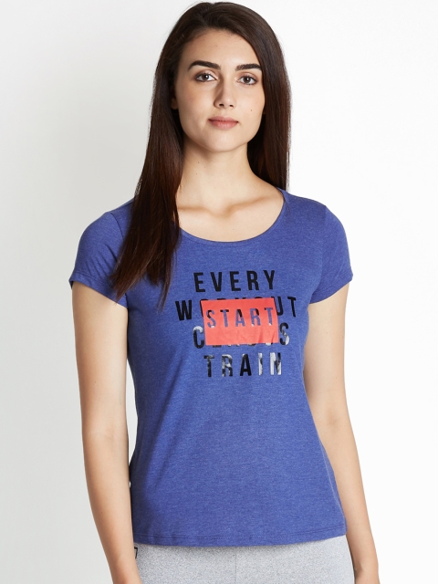 

Ajile by Pantaloons Women Blue Printed Pure Cotton Top