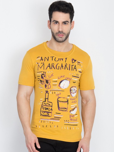 

Antony Morato Men Yellow Printed Round Neck T-shirt
