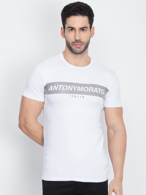 

Antony Morato Men White Printed Round Neck T-shirt