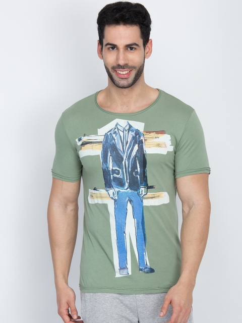 

Antony Morato Men Green Printed Round Neck T-shirt
