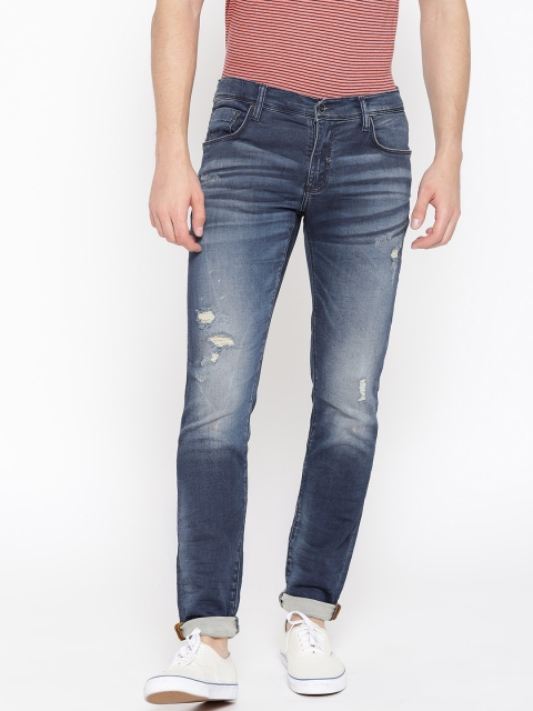

Antony Morato Men Navy Blue Skinny Fit Mid-Rise Mildly Distressed Stretchable Jeans