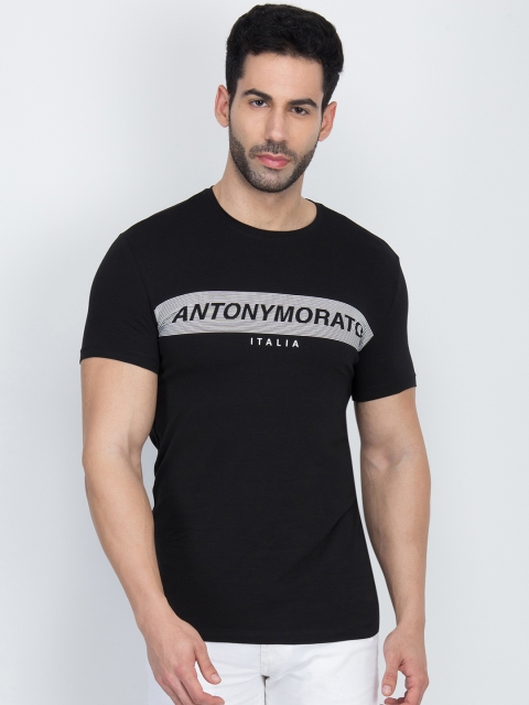

Antony Morato Men Black Printed Round Neck T-shirt