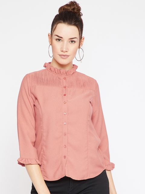

Marie Claire Women Nude-Coloured Regular Fit Solid Casual Shirt