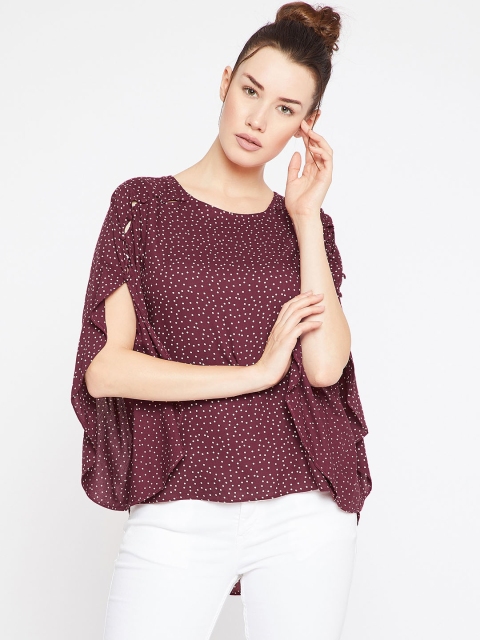 

Marie Claire Women Maroon Printed High-Low Top