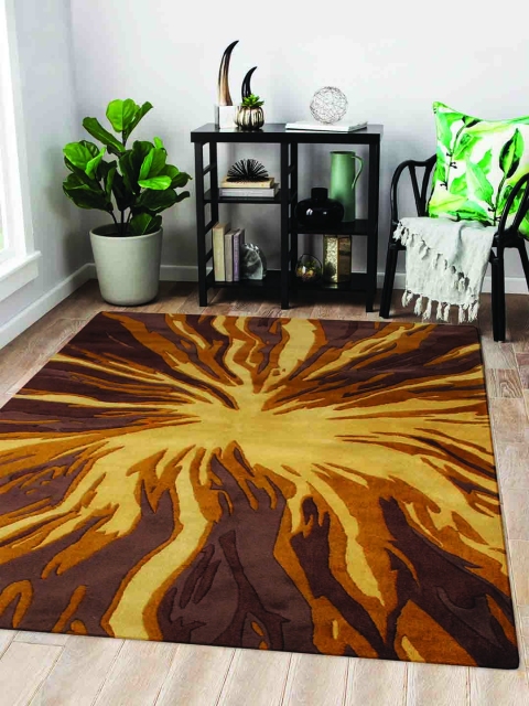 

Story@home Brown & Mustard Yellow Geometric Carpet