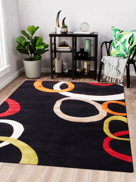 

Story@home Black Geometric Printed Carpet