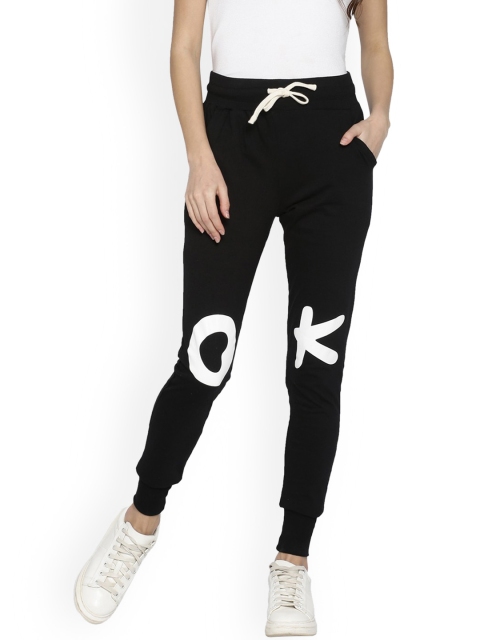 

Campus Sutra Women Black Printed Joggers