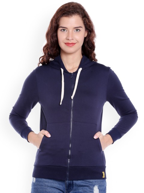 

Campus Sutra Women Navy Blue Solid Hooded Sweatshirt