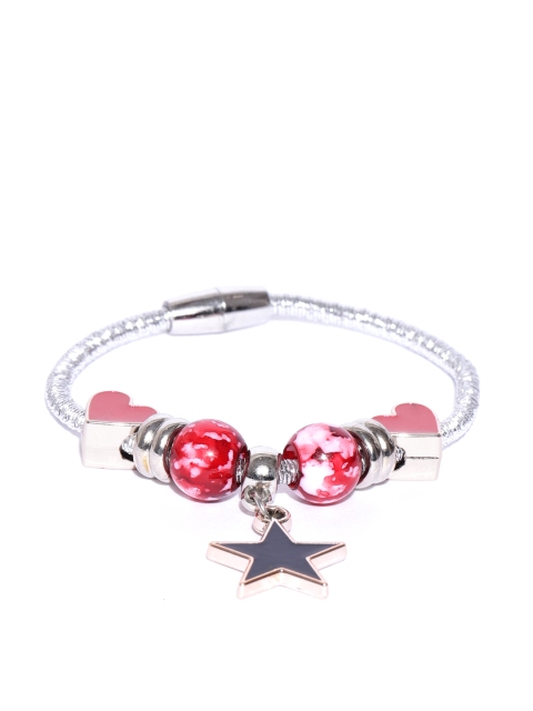 

PRITA Red Silver-Plated Handcrafted Charm Bracelet