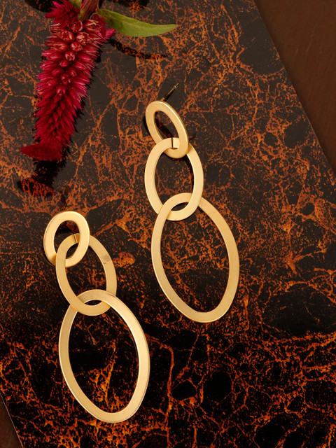 

PRITA Gold-Plated Oval Handcrafted Drop Earrings