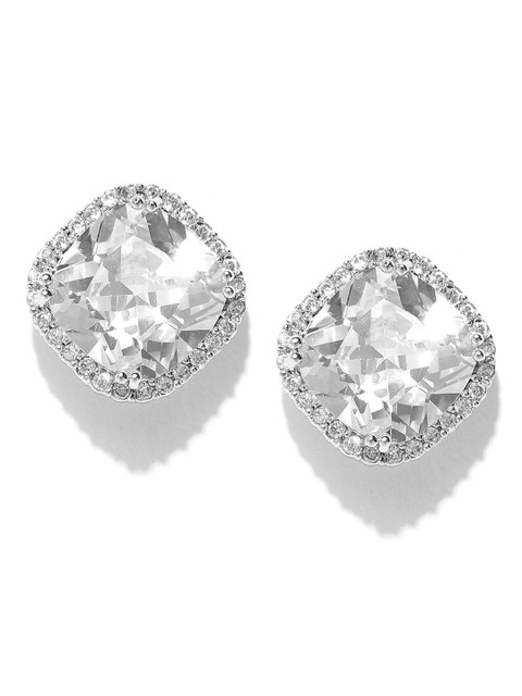 

Priyaasi Silver-Plated Diamond Shaped Stone-Studded Handcrafted Studs