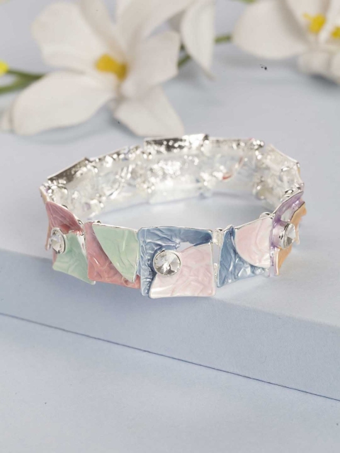 

PRITA Multicoloured Silver-Plated Handcrafted Elasticated Bracelet, Multi