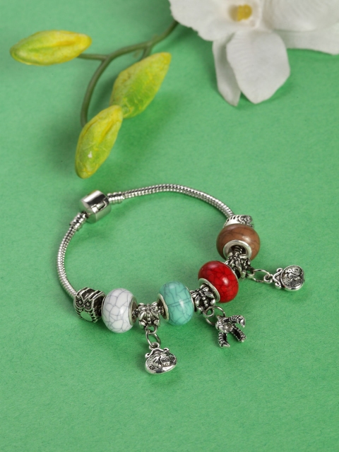 

PRITA Red & Blue Silver-Plated Oxidised Link Bracelet