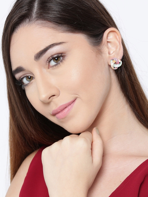 

PRITA Pink & Mint Green Silver-Plated Handcrafted Contemporary Studs