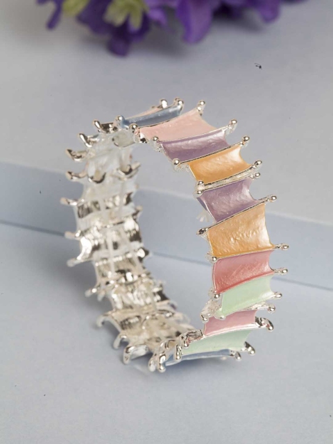 

PRITA Multicoloured Silver-Plated Enamelled Elasticated Bracelet, Multi