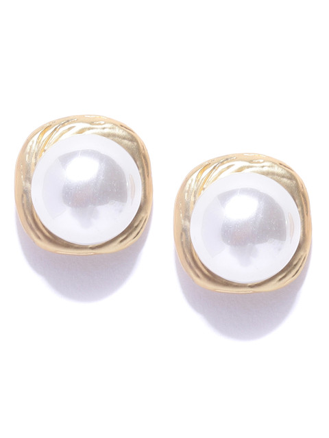 

Priyaasi Off-White Gold-Plated Beaded Handcrafted Spherical Studs