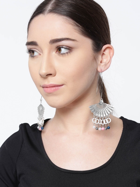 

Priyaasi White German Silver Contemporary Drop Earrings With Silver Plating