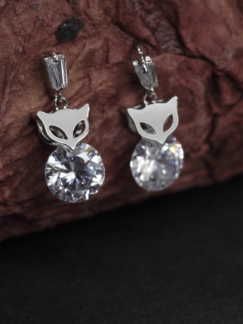 

PRITA Silver-Toned Contemporary Drop Earrings