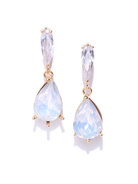 

Priyaasi BLue Gold-Plated Teardrop Shaped Drop Earrings