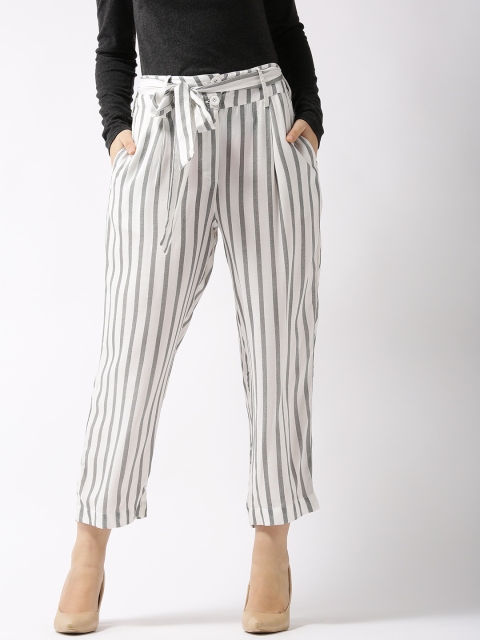 

Sera Women White & Black Striped Cropped Trousers