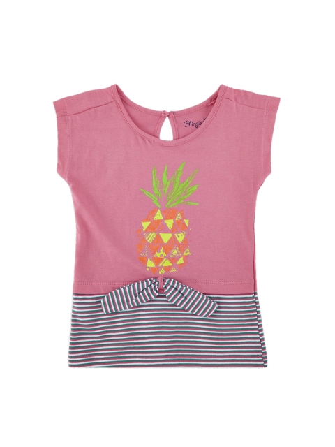 

Chirpie Pie by Pantaloons Girls Pink Striped Round Neck T-shirt