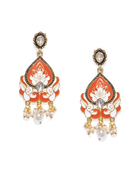 

Zaveri Pearls Gold-Toned Oval Drop Earrings