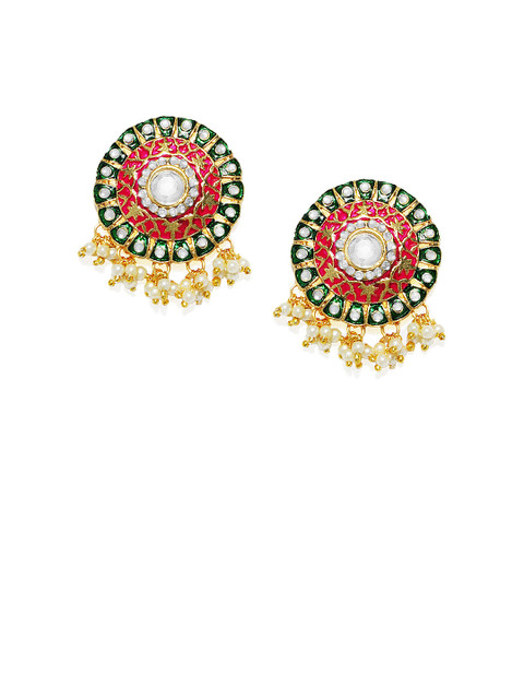 

Zaveri Pearls Gold-Plated Circular Drop Earrings
