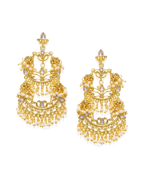 

Zaveri Pearls Gold-Toned Contemporary Drop Earrings