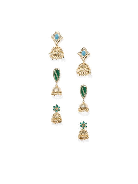

Zaveri Pearls Set of 3 Gold-Plated Jhumkas