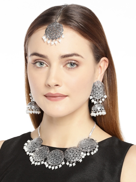 

Zaveri Pearls Silver-Plated Jewellery Set