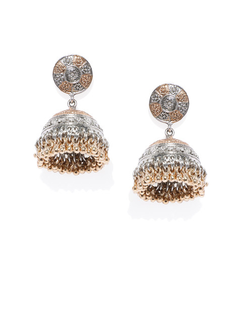 

Zaveri Pearls Silver-Toned Dome Shaped Jhumkas