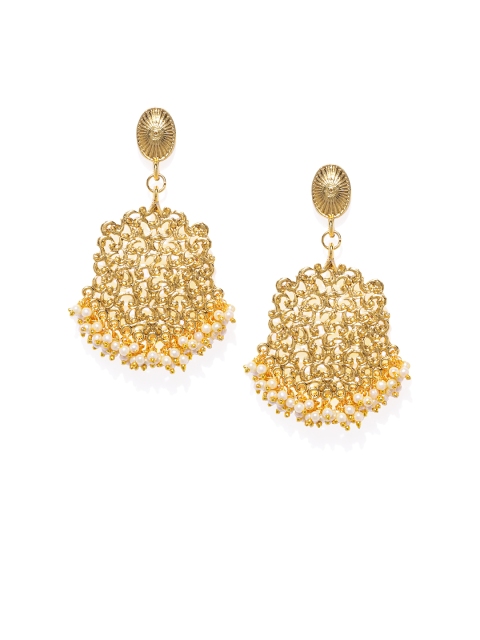 

Zaveri Pearls Gold-Plated Contemporary Drop Earrings