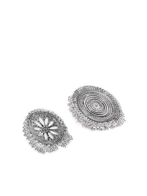 

Zaveri Pearls Women Set of 2 Antique Silver Tone Beaded Traditional Finger Rings
