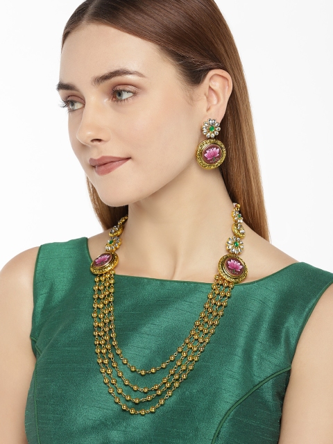 

Zaveri Pearls Gold-Plated Multi Layered Jewellery Set