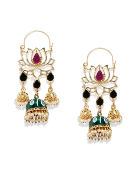 

Zaveri Pearls Gold-Plated Floral Jhumkas