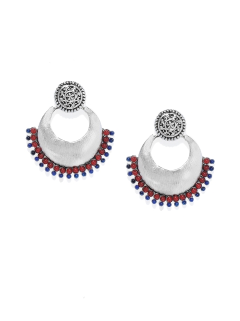 

Zaveri Pearls Silver-Toned Contemporary Drop Earrings