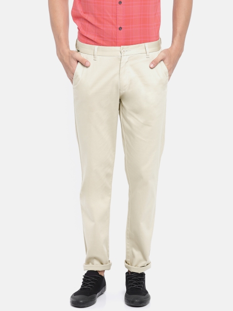 

British Club Men Beige Solid Trousers