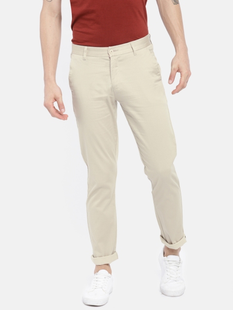 

British Club Men Beige Slim Fit Self Design Chinos