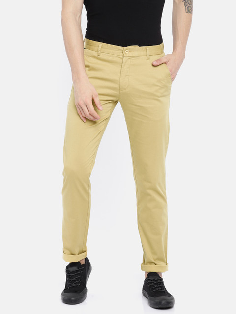 

British Club Men Khaki Regular Fit Self Design Regular Trousers