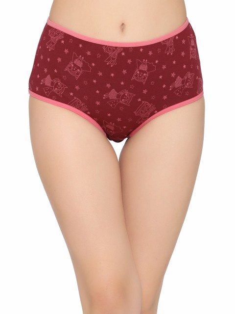 

Clovia Women Maroon & Pink Printed Hipster Briefs PN2714P09