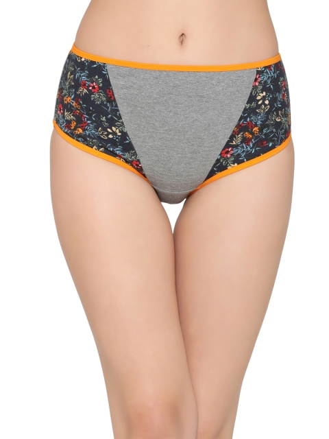 

Clovia Women Grey, Navy-Blue & Orange Hipster Briefs PN2722P05XL