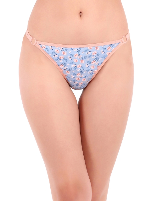 

Clovia Women Blue & Peach-Coloured Printed Thongs PN2709P16XL