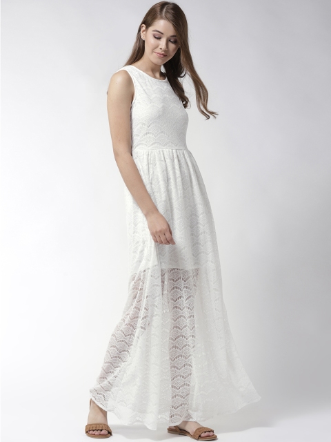 

La Zoire Women White Lace Maxi Dress