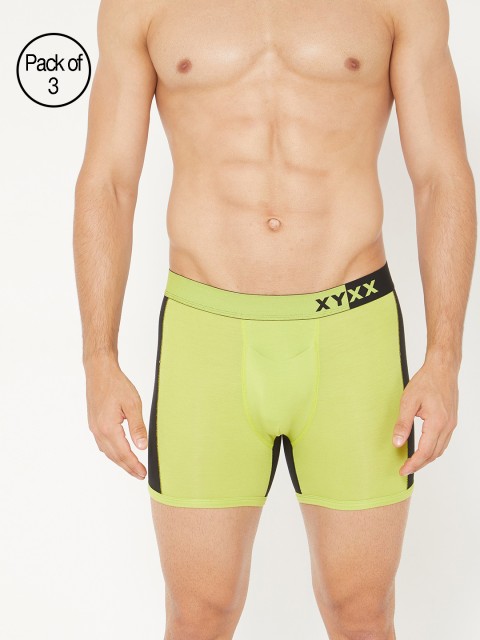 

XYXX Men IntelliSoft Antimicrobial Micro Modal Pack of 3 Dualist Trunks XYTRNK3PCKN321, Lime green